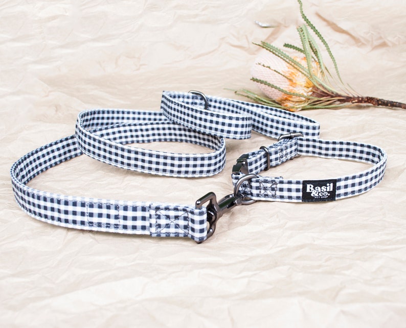 Gingham Dog Collar Leash Set Rustic Pattern Dog Collar Lead Etsy