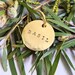 Custom Hand Stamped Dog Tags - Gold Handmade Engraved Typewriter Font Metal Brass Circle Tag
