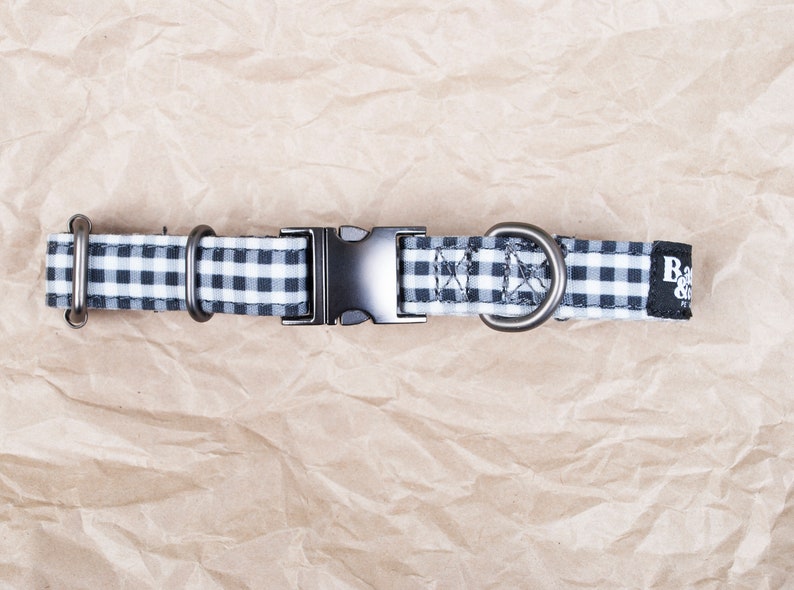 Gingham Dog Collar Rustic Pattern Dog Collar Black Metal Etsy