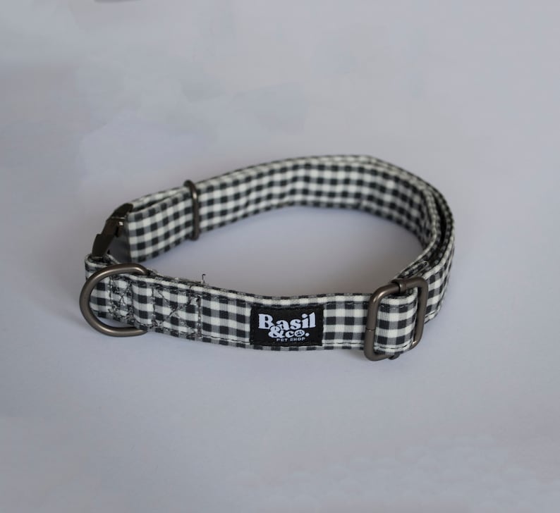 Gingham Dog Collar Rustic Pattern Dog Collar Black Metal Etsy