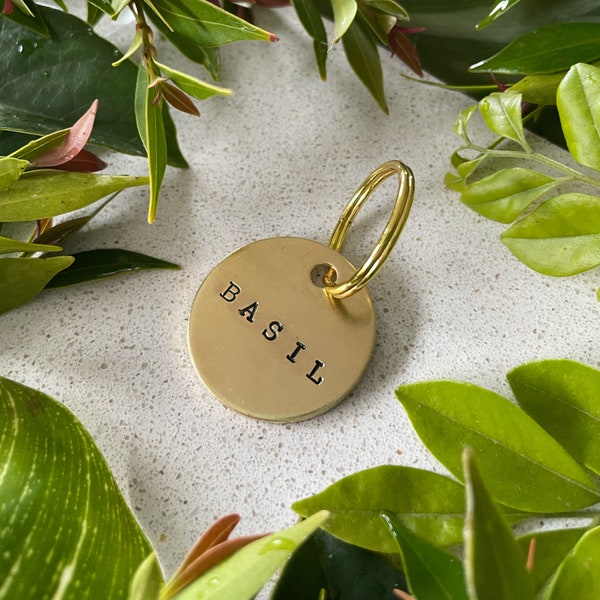PREMIUM Large 2mm Thick "Forever" Dog Tags - Gold Custom Handmade Engraved Typewriter Font Metal Brass Circle Tag