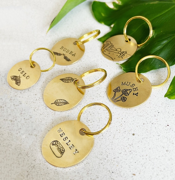 Custom Hand Stamped Dog Tags Gold Handmade Engraved Design Etsy Australia