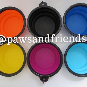 2 cuencos de viaje de silicona portátiles, plegables y plegables para tus mascotas. Respetuoso del medio ambiente. Bochas. Comederos para mascotas. Comida de perro. Alimentos para mascotas. Cuenco para caminar
