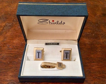 Set Vintage De Boutons De Manchettes Et Pince-Cravate SHIELDS FIFTH AVENUE - Couleur Argent