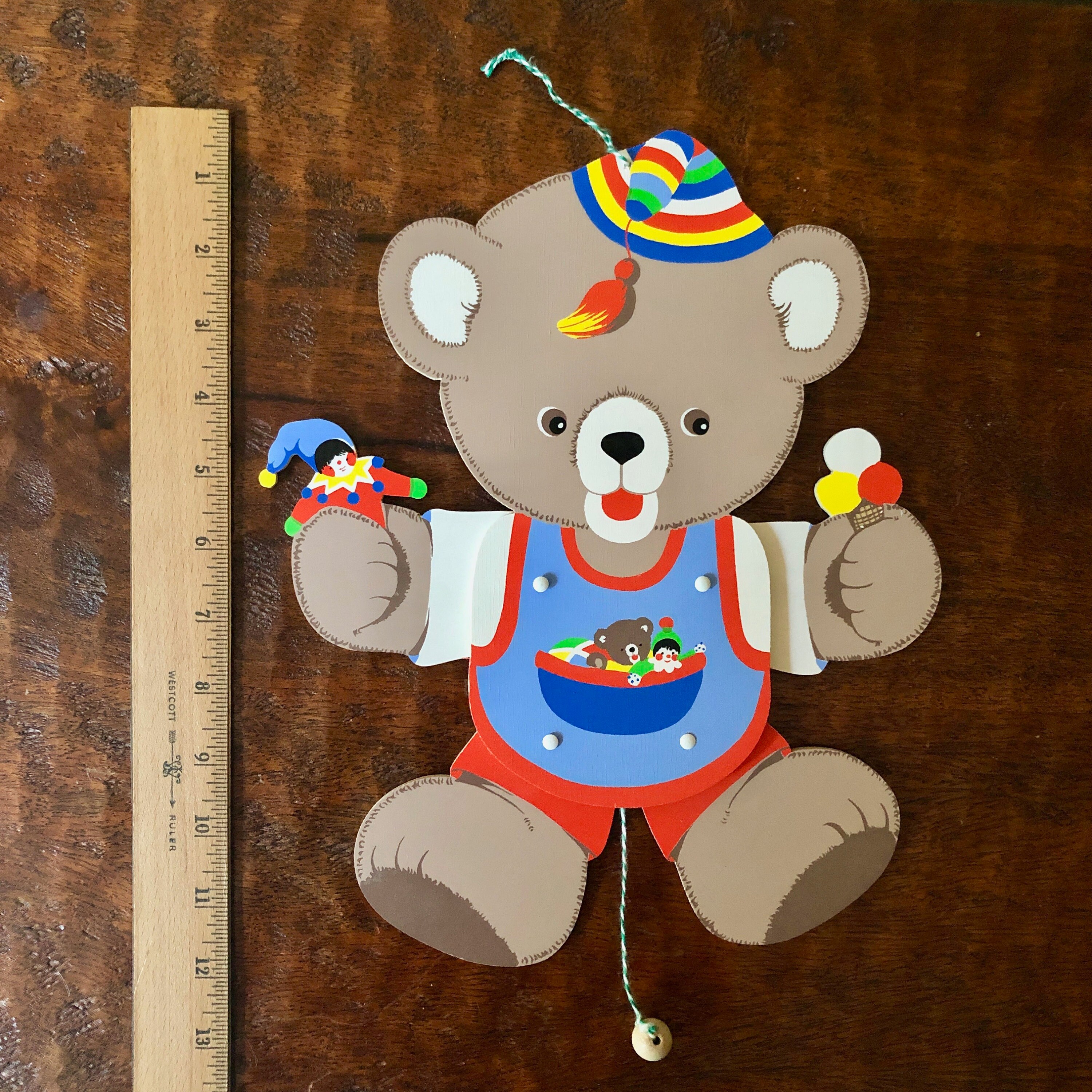 Wooden Pullstring Jumping Jack Baby Bear / Grossmann German Toy Etsy