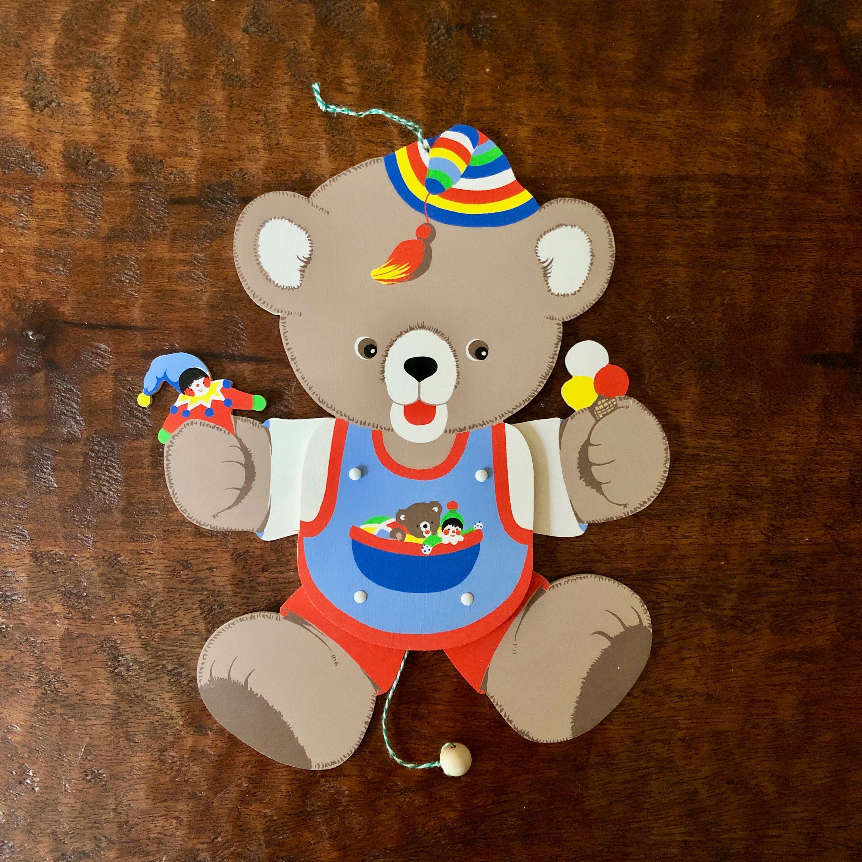 Wooden Pullstring Jumping Jack Baby Bear / Grossmann German Toy Etsy