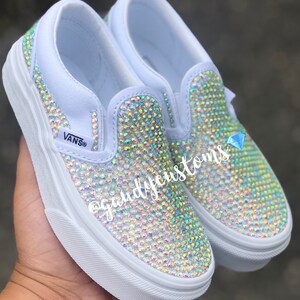 bedazzled white vans