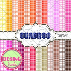 Carta decorativa per Scrapbooking, Kit carta a quadretti per Scrapbooking, Carta digitale a quadretti 24 Sfondi Basic nella gamma colori DS105