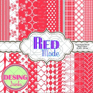 Scrapbooking Red Mode 20 fogli decorati con vari disegni per sfondi, cartoline, art journal, bullet journal, inviti -DS140