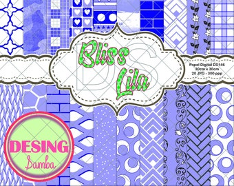 Scrapbooking Bliss Lilac 20 sheets decorated with varied designs for Backgrounds, Cards, Art Journal, Bullet Journal, Invitations -DS146