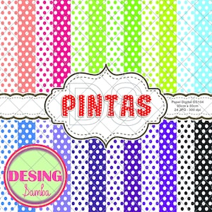 Scrapbooking Embellishment Paper, Polka Dot Scrapbooking Paper Kit, Polka Dot Digital Paper. 24 Basic Backgrounds in DS104 Color Range