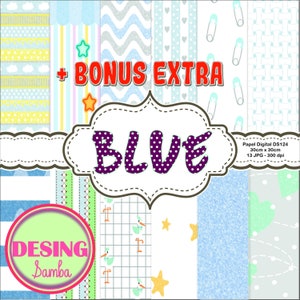 Baby Shower Efecto Tiza, Scrapbooking Papeles Digitales,13 págs 30x30 cm,JPEG 300ppp.Tema Infantil,Fotolibro,Journal,Incluye Clip Art DS124