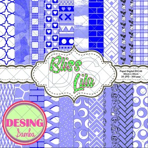 Scrapbooking Bliss Lila 20 láminas decoradas con diseños variados para Fondos,Tarjetería,Art Journal, Bullet Journal,Invitaciones -DS146