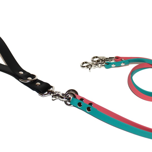 double leash, 2 dog leash, double dog leash, multiple dog leash, multi leash, tangle free leash, biothane leash, vegan leather leash