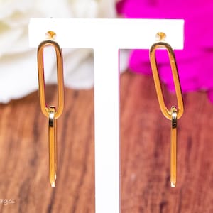 14K Yellow Gold Paperclip Earrings