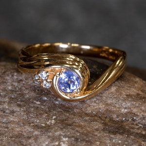 14k Yellow Gold Tanzanite and Diamond Ring