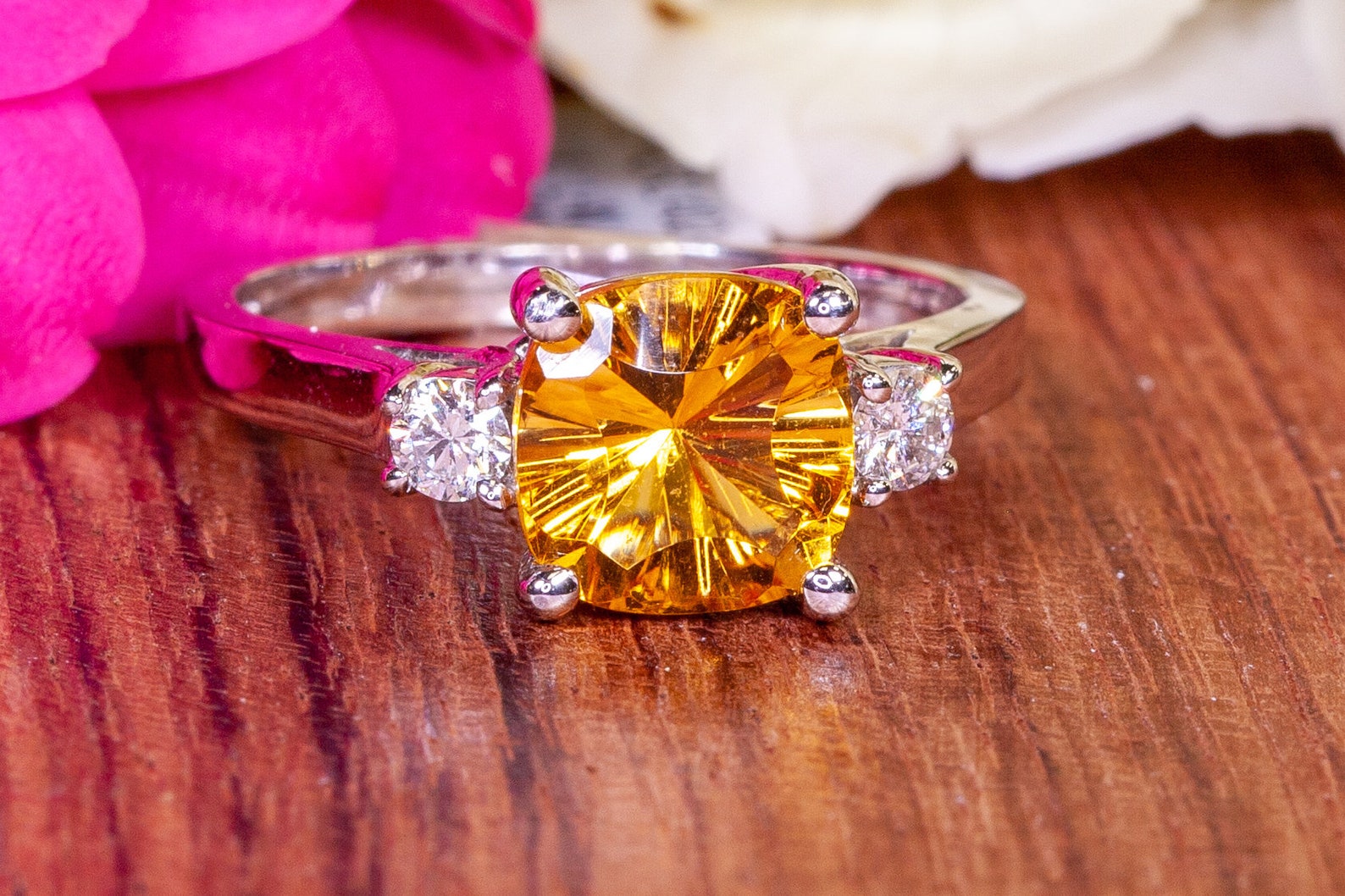 14k Yellow Gold Citrine and Diamond Ring Tobin Jewelers New Etsy