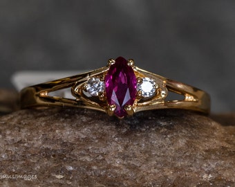 14k Yellow Gold Ruby and Diamond Ring