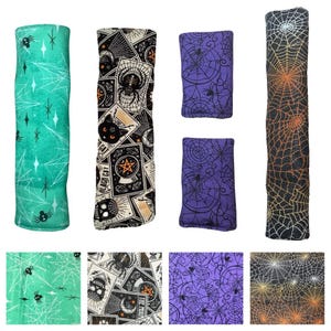 Spider Car Seatbelt Cover, Spiderweb Purple Teal Gold Black, Tarot Card, Soft Padded Cotton, Shoulder Seat Belt Cushion, Neck Strap Pad