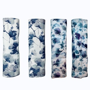 Gingko Biloba Seatbelt Cover, Purple Watercolor Floral, Violet Car Seat Belt Cushion, Padded Quilted Cotton, Soft Comfortable Neck Strap Pad