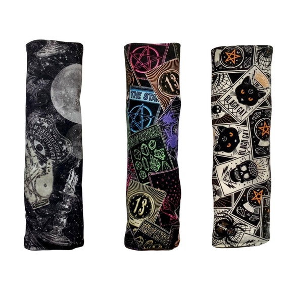 Tarot Card Seatbelt Cover, Occult Witchy New Age Car, Rainbow Black Cat Moon Deck, Soft Padded, Shoulder Belt Cushion, Neck Strap Pad, Snap