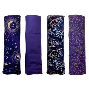 Copri cintura di sicurezza viola, imbottitura per tracolla, glitter floreale tinta unita, morbido cotone 100%, spallaccio imbottito per borsa, cuscino per cintura di sicurezza auto, bottoni automatici per adulti e bambini