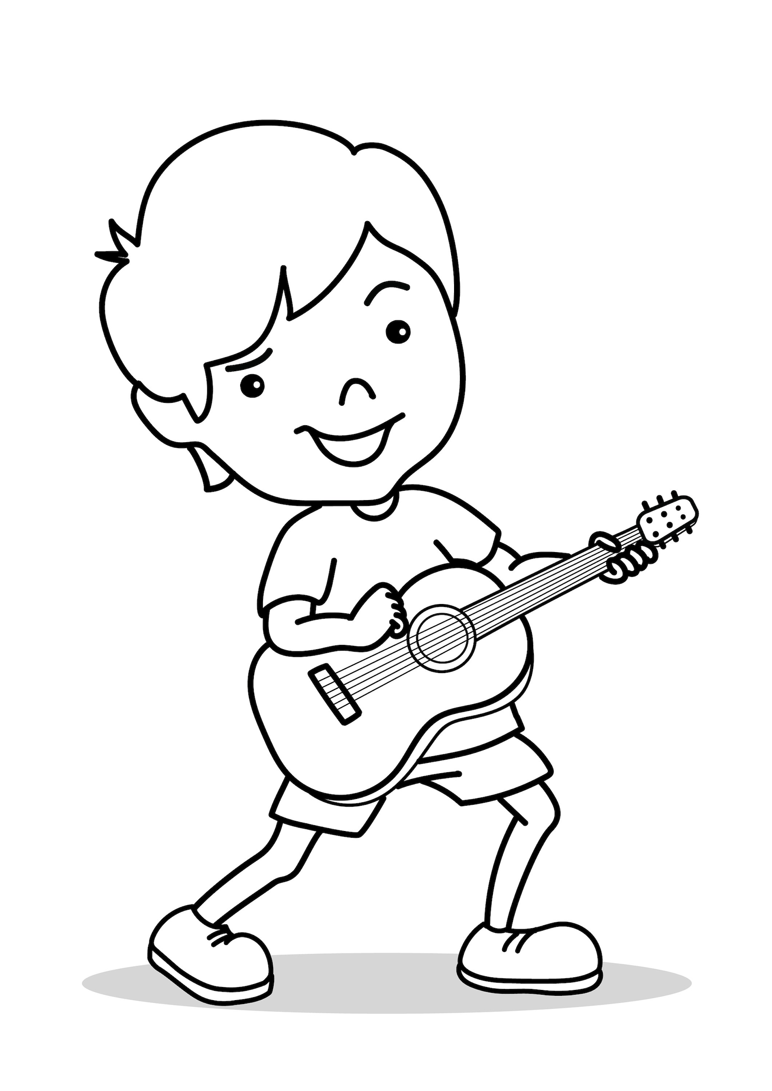 Guitar Coloring Boy Cartoon Player Pages Playing Drawing Clipart Man ...
