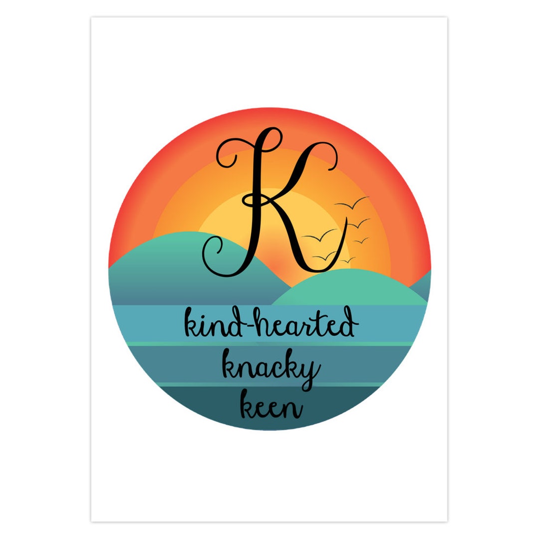 Letter K Card, Letter K Gift, Card With Letter K, Initial K Card