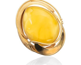 Huge Unique Natural Baltic Amber Ring