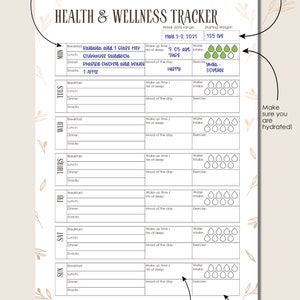 Health tracker printable instant download Fitness Planner | Etsy