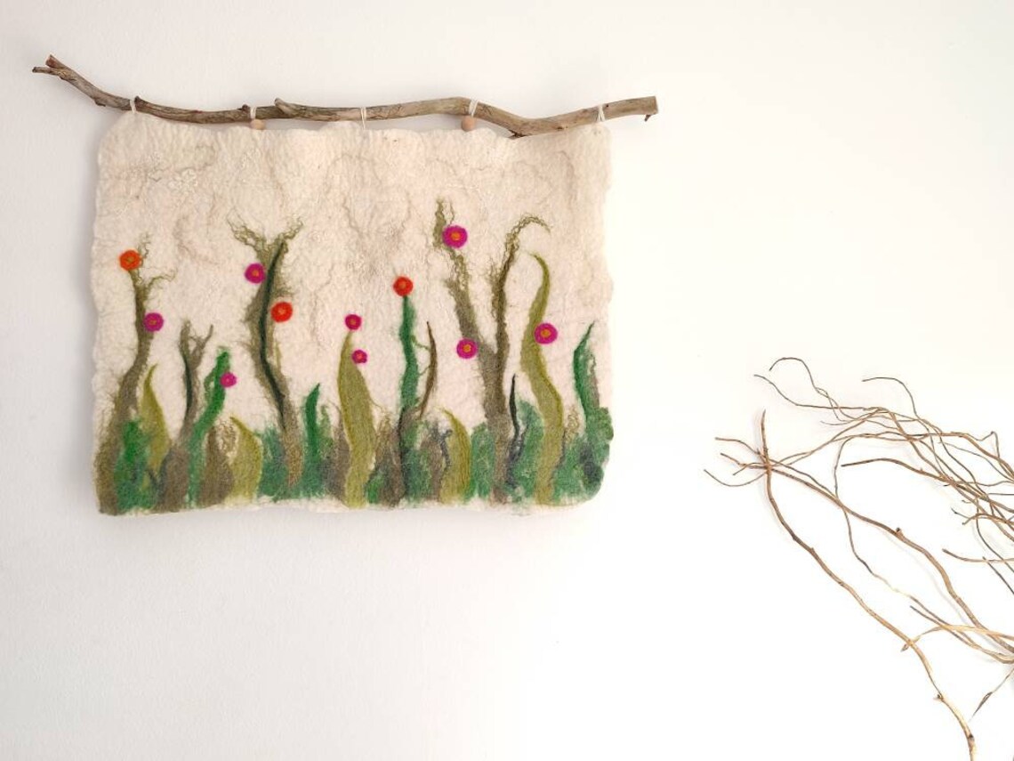 Wool Painting, Felted Wall Art, Felted Wall Decor, Textile Wall Hanging