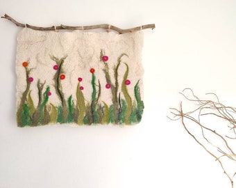 Wool painting, Felted wall art, Felted wall decor, Textile wall hanging