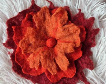 Felt flower brooch, large felt flower, felt wool jewelry, big flower pin