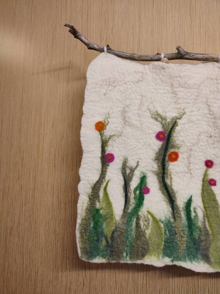 Wool Painting, Felted Wall Art, Felted Wall Decor, Textile Wall Hanging