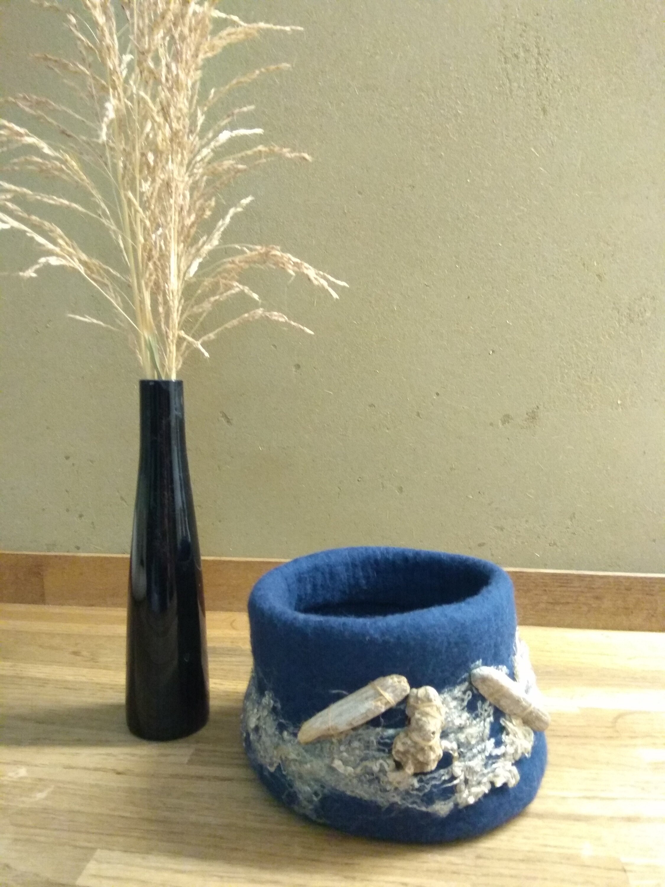 Felted Vessel, Felt Bowl, Wool Natural Bowl, Felt Basket, Gift Handmade