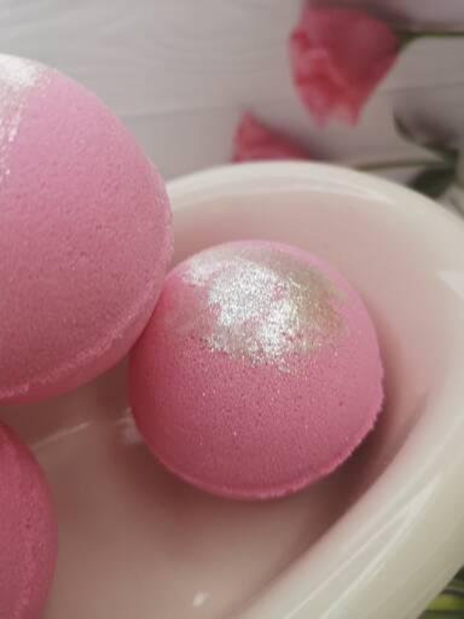 Pink glitter bath bomb pink bathbomb eco friendly bath Etsy