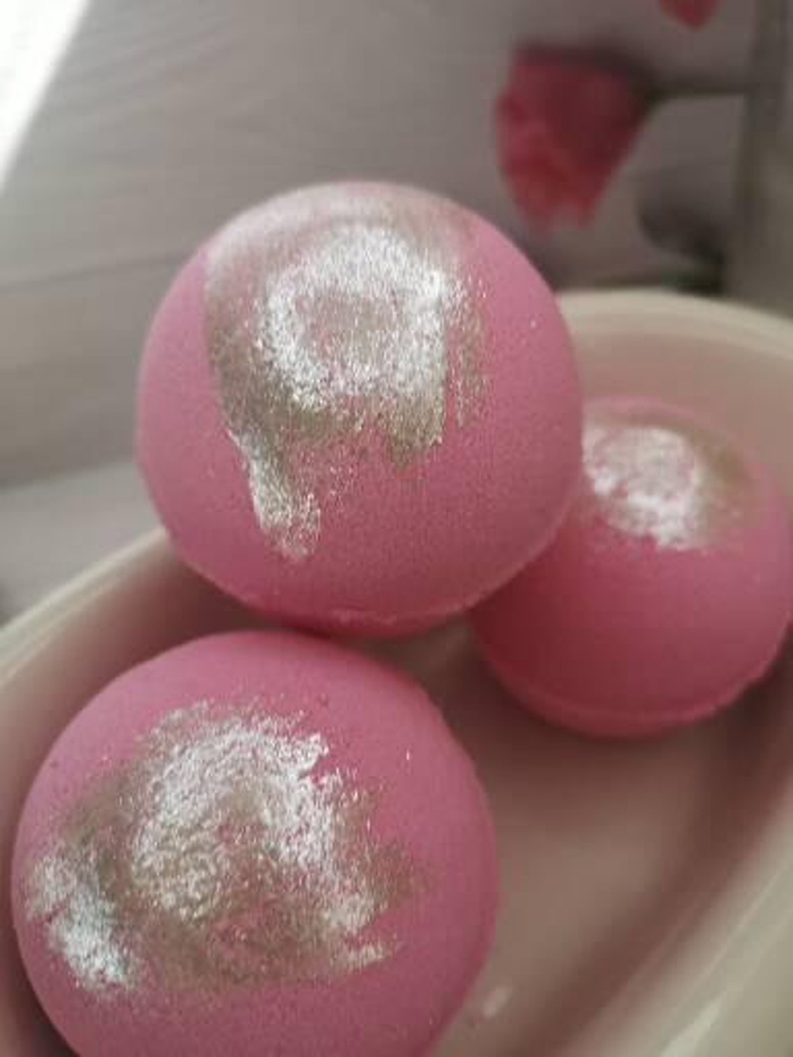 Pink glitter bath bomb pink bathbomb eco friendly bath Etsy