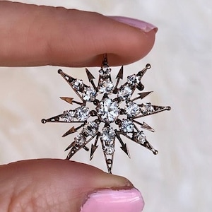 AMAZING Antique Rose Gold and Paste Star Brooch
