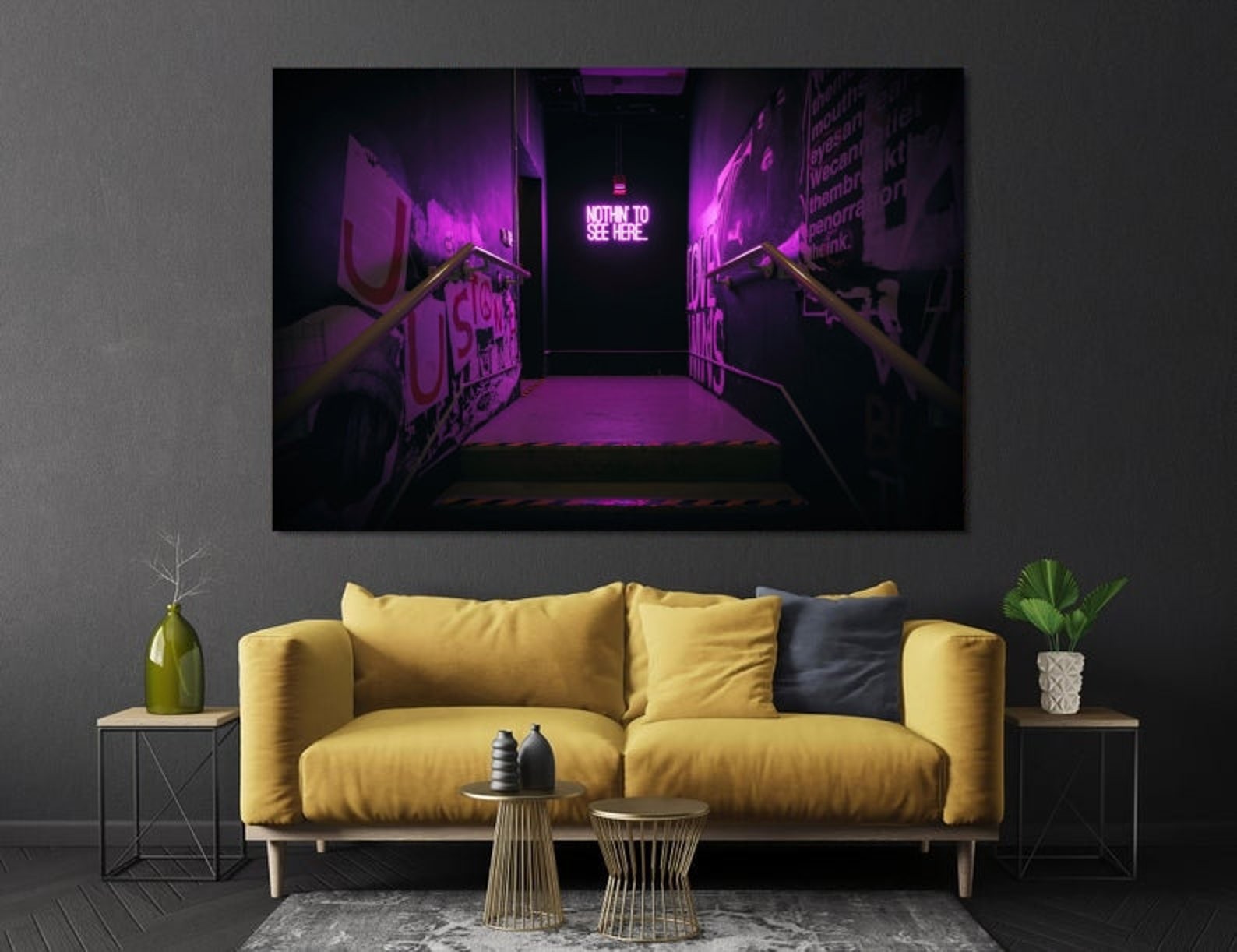 Neon Wall Art Digital Download Instant Art Print Bright Etsy