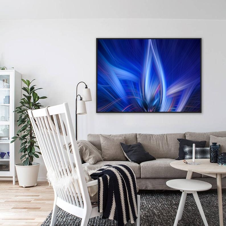 Blue wall art Blue abstract art Indigo blue art Abstract | Etsy