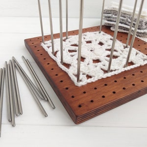 Crochet blocking board, granny square stretcher with stainless steel pins, gifts for knitters