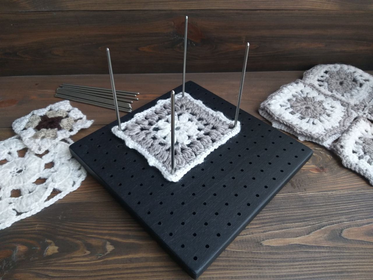 Wooden Blocking Board, Granny Square Blocker With Stainless Steel