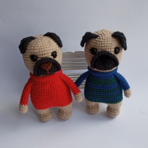 PATTERN amigurumi crochet dog, PDF in English, photo tutorial, pattern pug