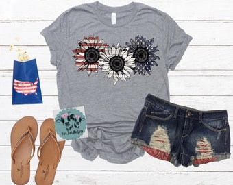 red white and blue sunflower shirt