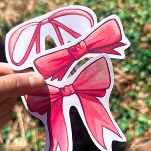 Bow Coquette Gift Vinyl Sticker Pack Decal Cute Watercolor Trendy Pink Handmade Waterproof Stickers for Laptop Water Bottles and Journal