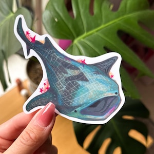 Whale shark Vinyl Sticker Marine Decal Ocean Sea life Cute Gift blue Shark Handmade Waterproof Decals Laptop Water Bottle and Journal