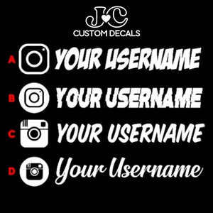 Custom Instagram Username Vinyl Decal | Personalized Name Decal Sticker | Social Media Promotion Sticker | Car Decal | Car Window Sticker