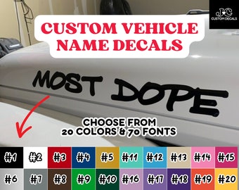 Set of 2 Custom Truck Hood Name Decal Stickers // Vehicle Truck Car Graphics Personalized Off Roading Gift for Husband Boyfriend Holiday