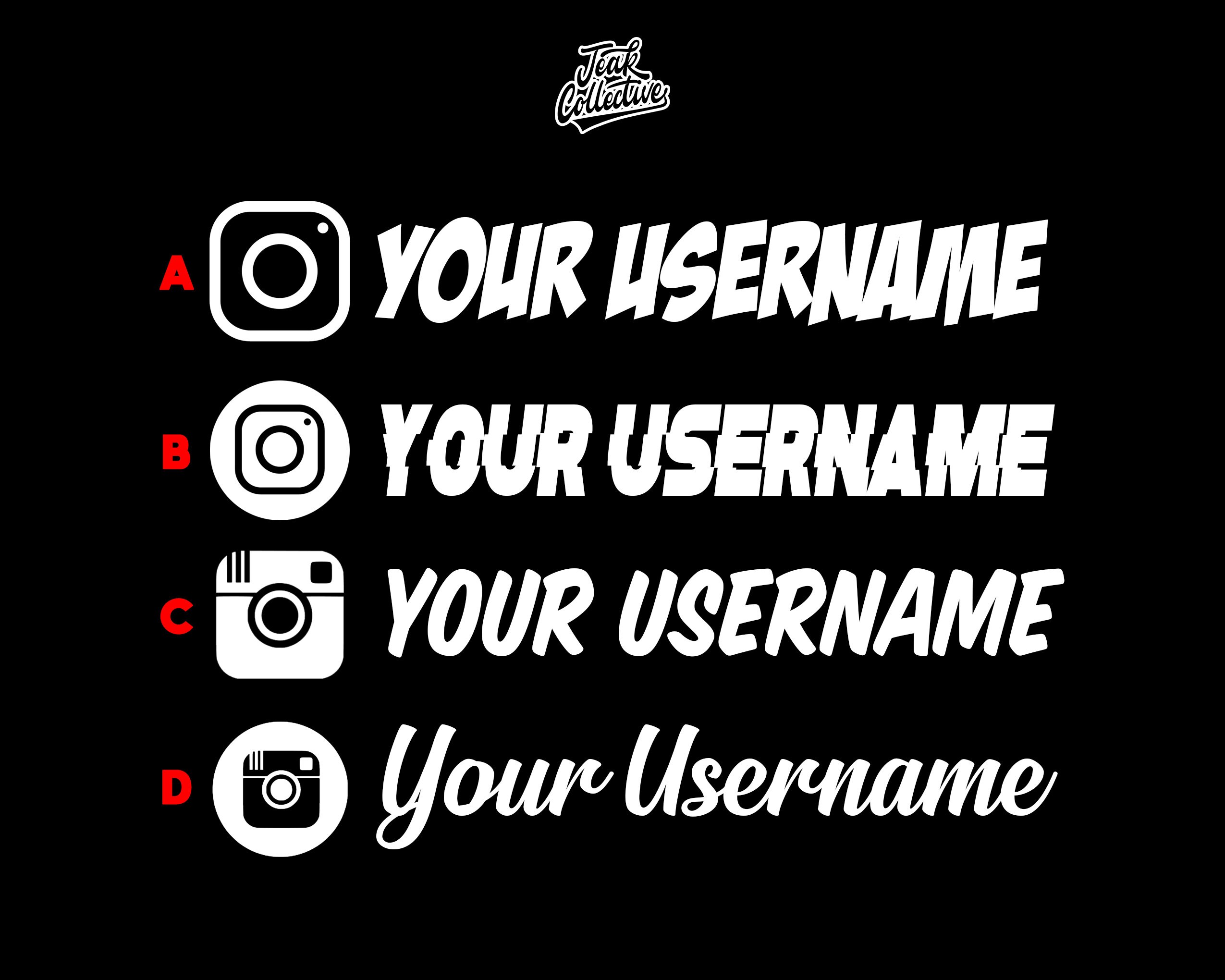Custom Instagram Username Text Vinyl Decal Sticker Social Etsy