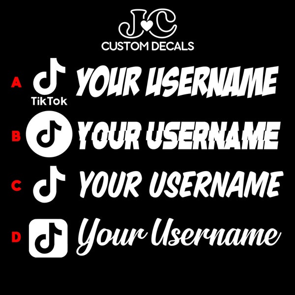 Custom Tik Tok Username Text Vinyl Decal Sticker Personalized // For Car Truck Window Windshield Tumbler Cups Laptop